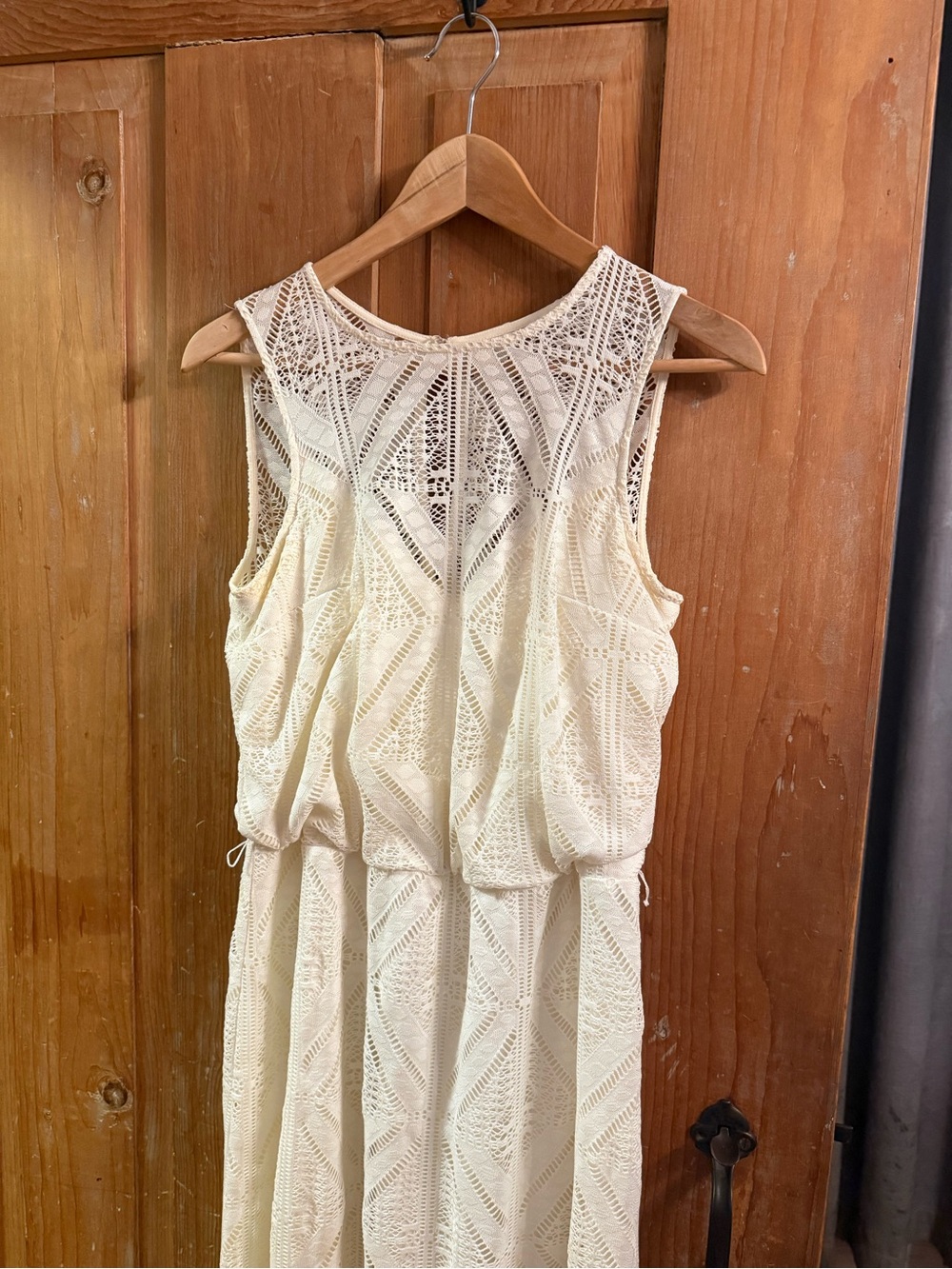 Maggy London Cream Crochet Maxi Dress